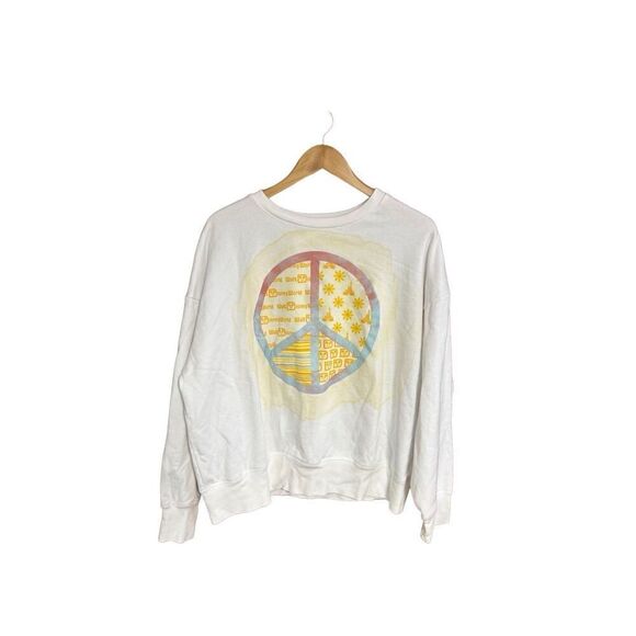 Disney 1X PEACE Sign Cream and Pastel Colored Sweatshirt - Picture 1 of 4